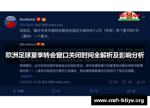 欧洲足球夏季转会窗口关闭时间全解析及影响分析
